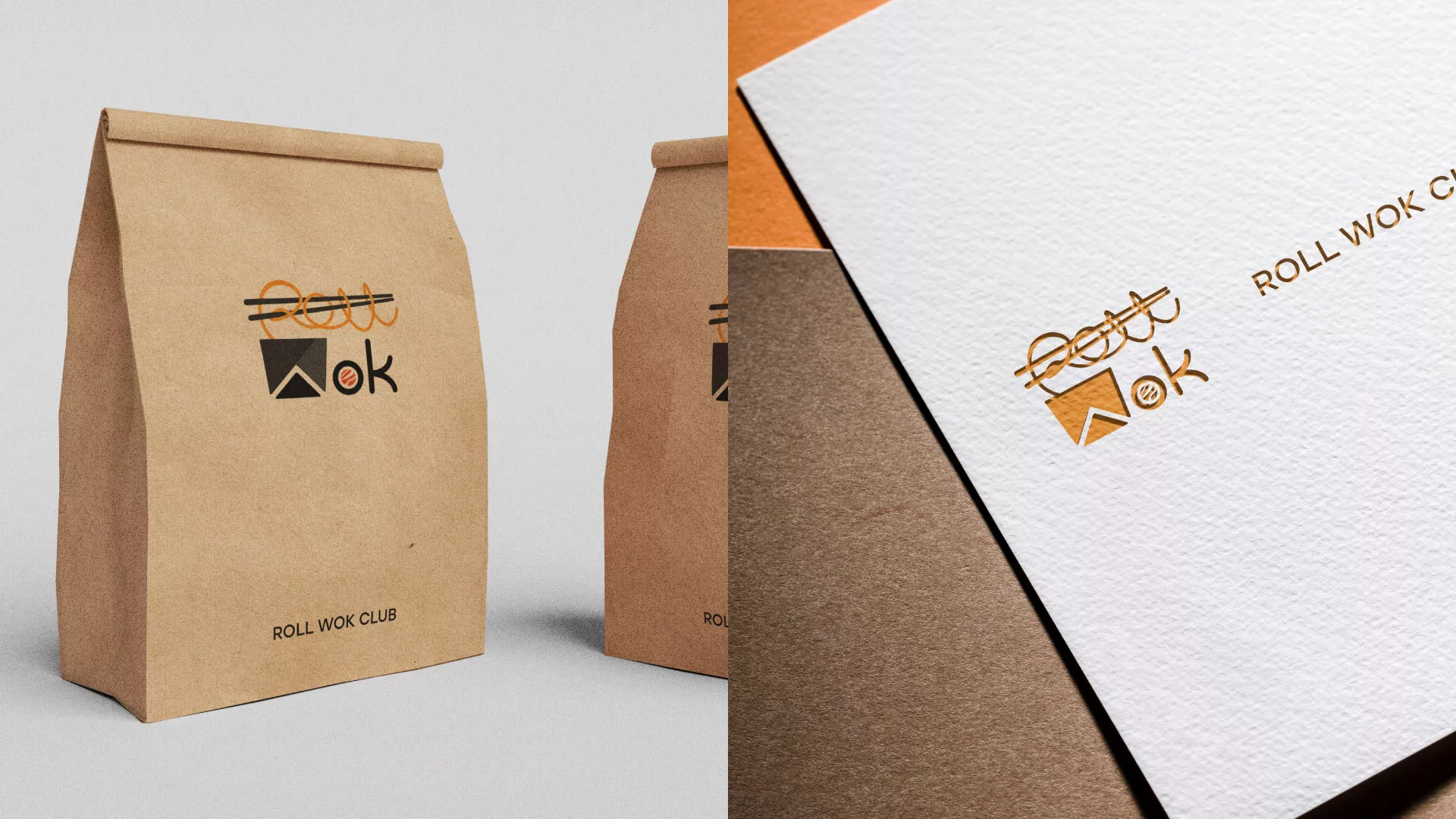 Разработка логотипа суши-бара «Roll Wok Club» в Подольске